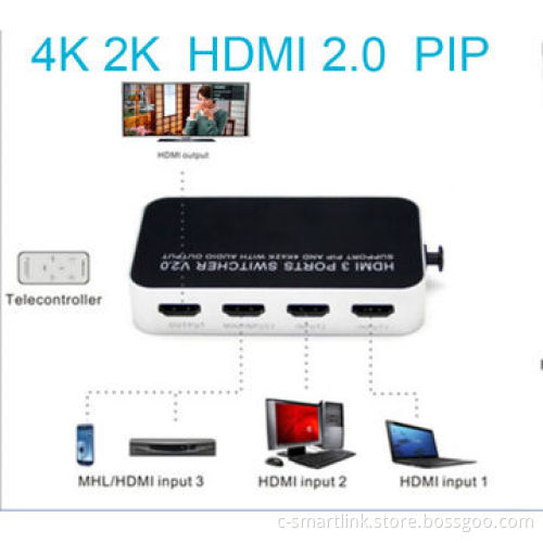 4X1 4/2K HDMI 2.0 switch switcher switches with HDMI 1.4 and PIP functionNew